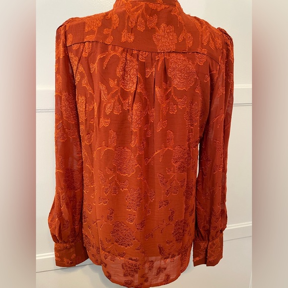 NWT - Haver + Blair Ruffle Neck Orange Blouse - Size Small - Picture 4 of 7
